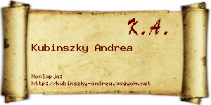 Kubinszky Andrea névjegykártya